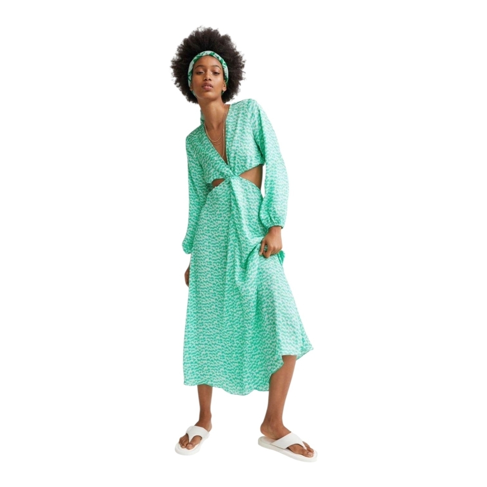 H&M Green and White Patterned Dress - Picture 1 of 7